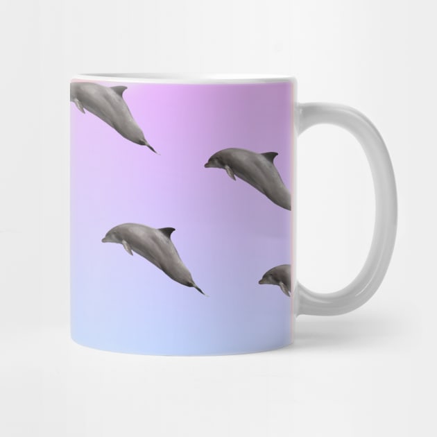 Dolphins Pattern Pink Blue Gradient VSCO Women's Vaporwave Gift by VaporwaveAestheticDreams